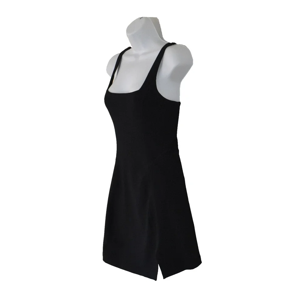 A3 Auth ABERCROMBIE & FITCH YPB Onyx-Black sculptLUX Side Slit Mini Dress Size S